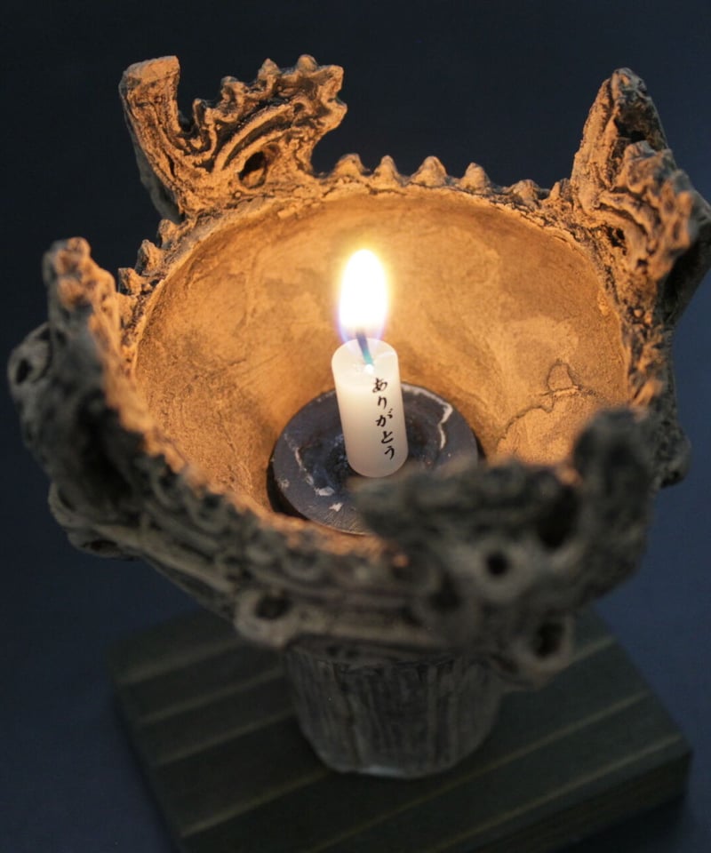 馬高遺跡・火焔土器レプリカ 6㎝ （台座0.5㎝・簡易ろうそく立て