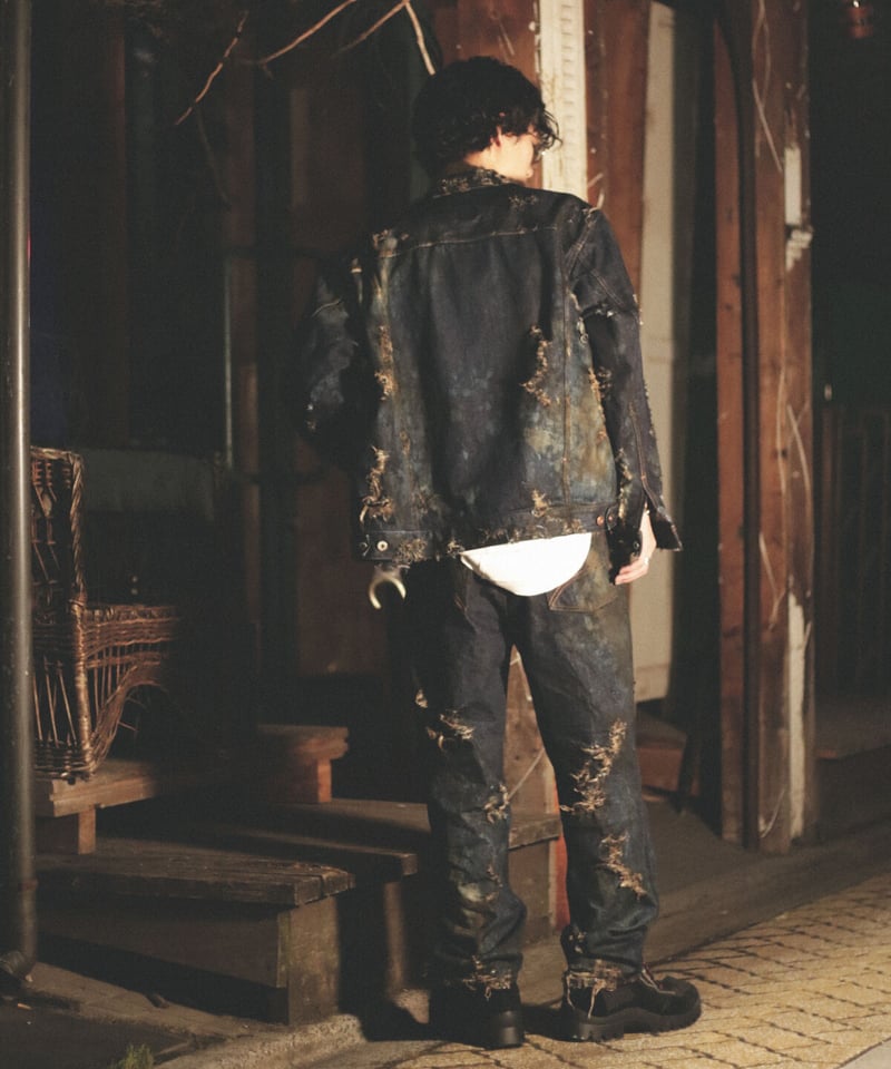 デニムリメイク☆ハラコ付男前タグ✨汚し革タグ デニムリメイク☆ハラコ付男前タグ✨汚し革タグ デニムリメイク