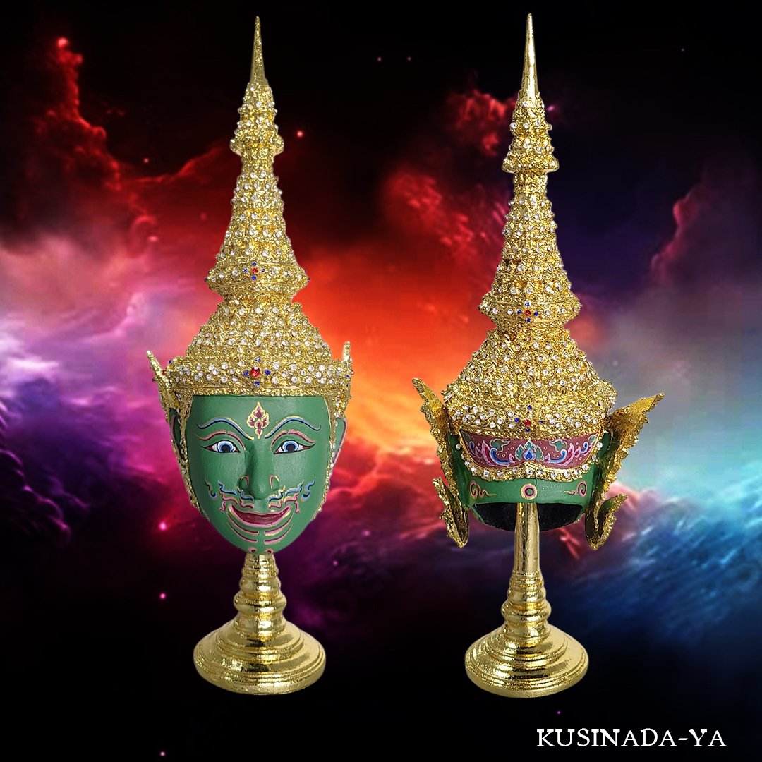 タイ芸術品 コンマスク インドラ 魔除け 厄除け 仮面 台座付き タイお守り タイ芸術品 コンマスク インドラ 魔除け 厄除け 仮面 台座付き タイ