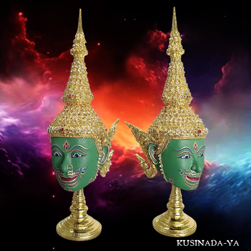 タイ芸術品 コンマスク インドラ 魔除け 厄除け 仮面 台座付き タイお守り タイ芸術品 コンマスク インドラ 魔除け 厄除け 仮面 台座付き タイ