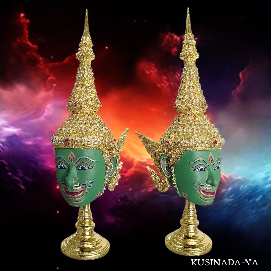 タイ芸術品 コンマスク インドラ 魔除け 厄除け 仮面 台座付き タイお守り タイ芸術品 コンマスク インドラ 魔除け 厄除け 仮面 台座付き タイ