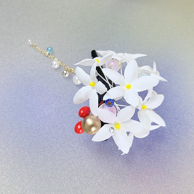 ホワイトパール クリスタル ヘアクリップ 人工ビーズ アクセサリー 