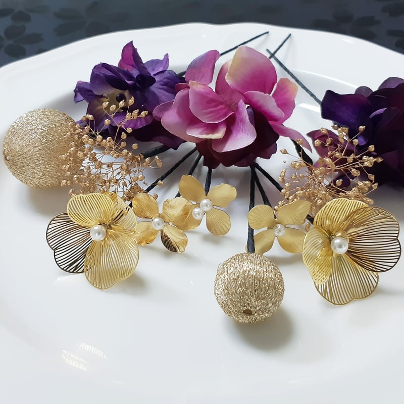 1650本物花 パープルかすみ草 髪飾り 卒業 入学 ブライダル ウェディング 1650本物花 パープルかすみ草 髪飾り 卒業 入学 ブライダル