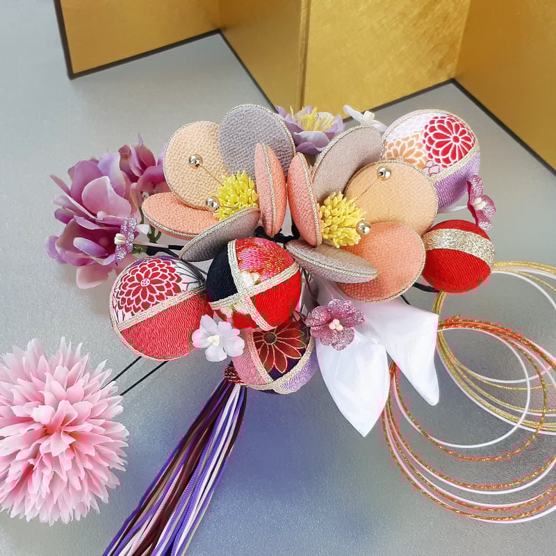 成人式 髪飾り 振袖 二十歳 卒業式 和 あんず色 振袖 ちりめん円花