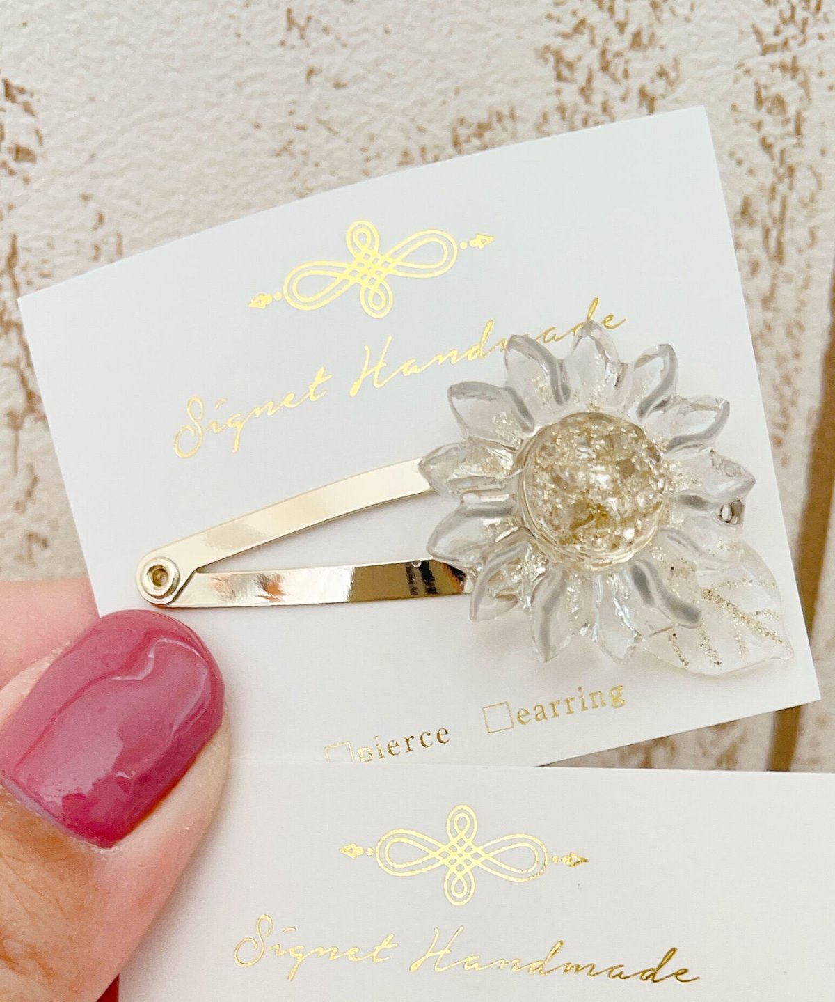 ママとお揃い♡クリア向日葵のパッチンピン | Signet Handmade