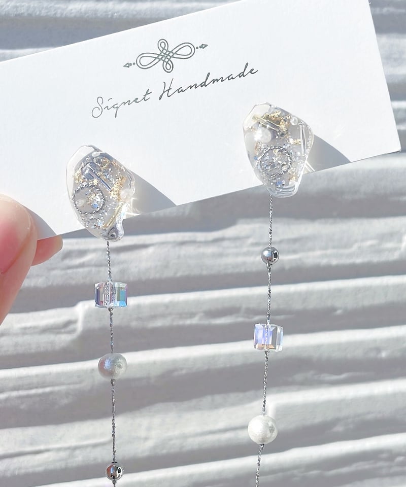 はやかわさま専用LUCE MACCHIA クリアピアス チェーン付き LUCE MACCHIA (ルーチェマッキア) / inclusion glass インク