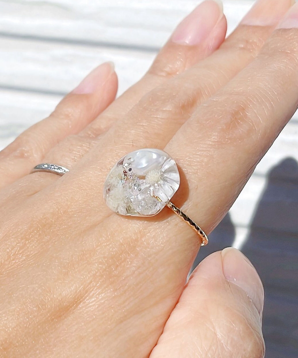 天使の愛の力 愛を確かな絆へ ツインレイと縁結び 淡水パールフラワー リング A109 天使の愛の力 愛を確かな絆へ ツインレイと縁結び