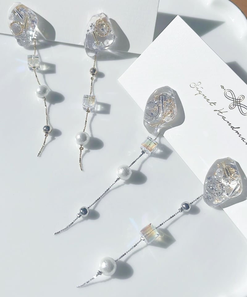 #922 再販 シルバー チェーン 大ぶり ピアス イヤリング ハンドメイド 922再販 シルバー チェーン アシンメトリーピアス イヤリング