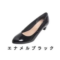 日本製4cmヒールパンプス 黒エナメル