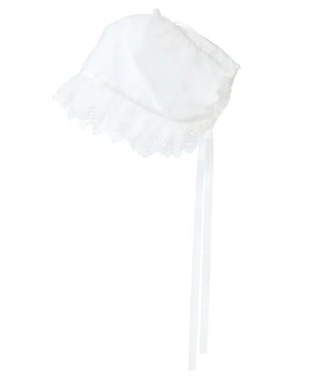ベビードレス 帽子付き エプロンドレス ホワイト 生後0〜6ヵ月 サイズフリー 40〜44cm ピンタック シンプル 出産祝い ベビー服 国産 男女 オーガンジー帽子 やわらかい セット商品 送料無料
