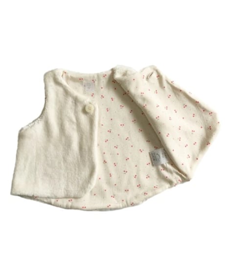 オーガニックフェイクファーベスト（リバーシブル・秋冬） 出産祝い ベビー服 送料無料 生後3か月頃 1歳過ぎ頃 赤ちゃん 綿100 オーガニックコットン ギフト リバーシブルベスト OGフェイクファー
