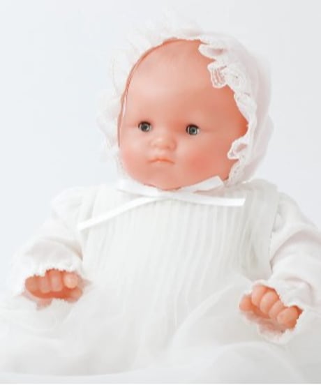 ベビードレス 帽子付き エプロンドレス ホワイト 生後0〜6ヵ月 サイズフリー 40〜44cm ピンタック シンプル 出産祝い ベビー服 国産 男女 オーガンジー帽子 やわらかい セット商品 送料無料