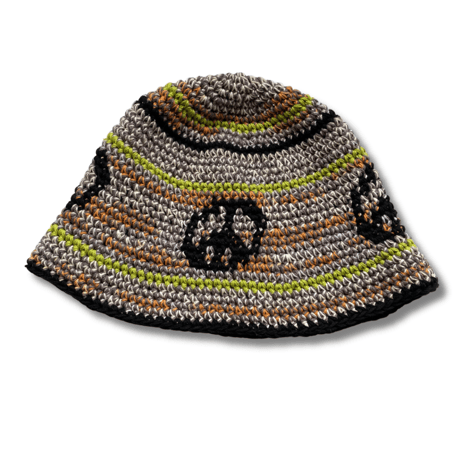 PEACE SYMBOL DESIGN COTTON CROCHET BUCKET HAT