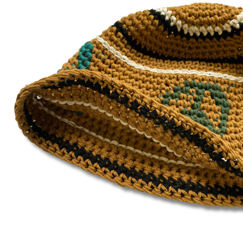 PEACE SYMBOL DESIGN COTTON CROCHET BUCKET HAT |