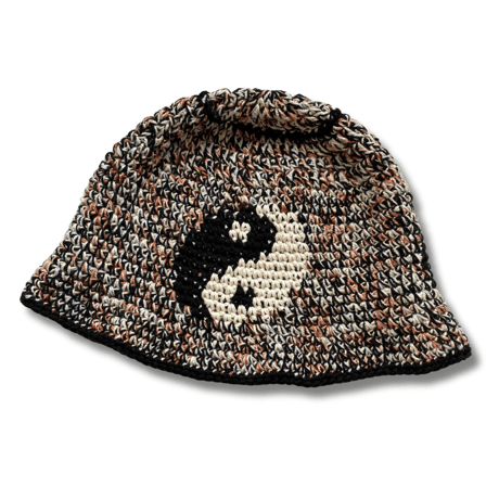 YIN-YANG DESIGN COTTON CROCHET BUCKET HAT