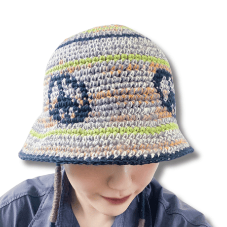 PEACE SYMBOL DESIGN COTTON CROCHET BUCKET HAT