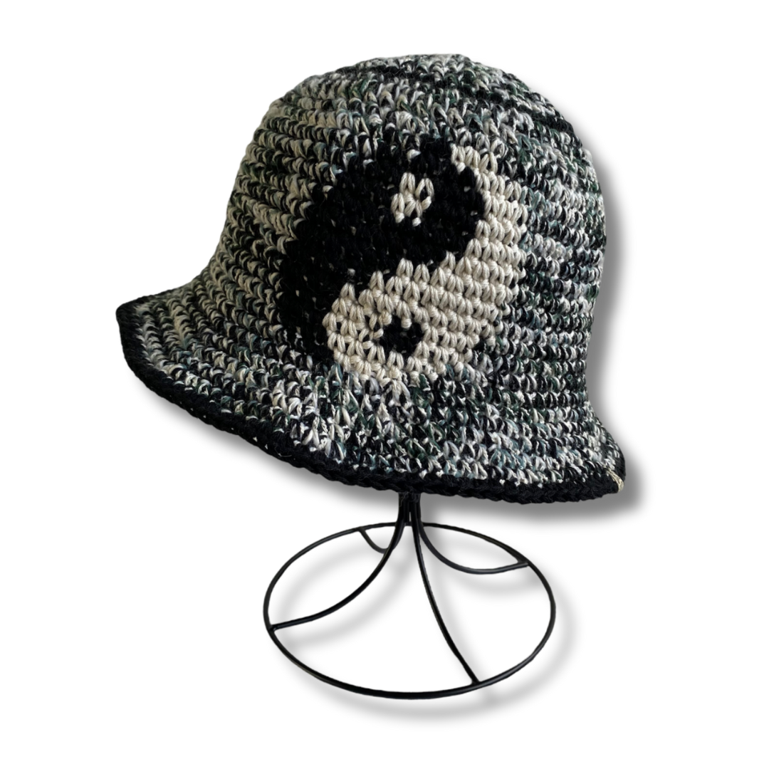 YIN-YANG DESIGN COTTON CROCHET BUCKET HAT | MES