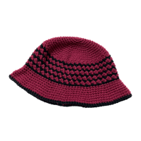 クロシェ ニット デザイン バケットハット wine red