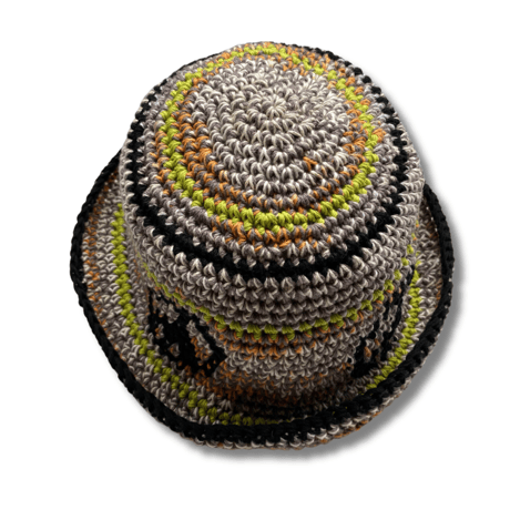 PEACE SYMBOL DESIGN COTTON CROCHET BUCKET HAT