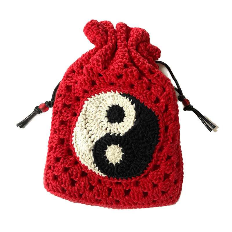 陰陽モチーフ 巾着ポーチ レッド | MESS NEEDLES