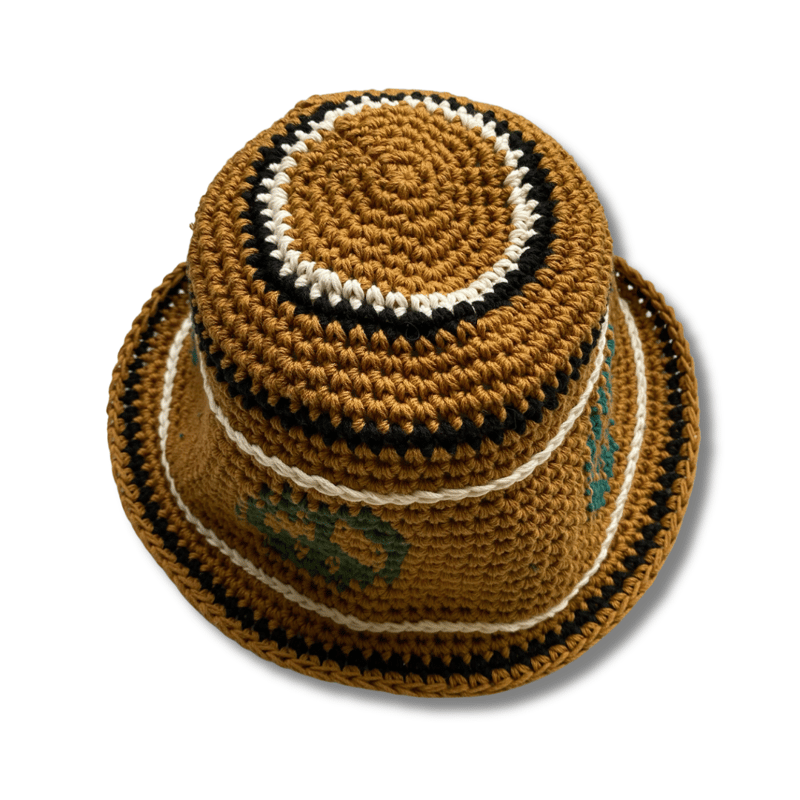 PEACE SYMBOL DESIGN COTTON CROCHET BUCKET HAT |