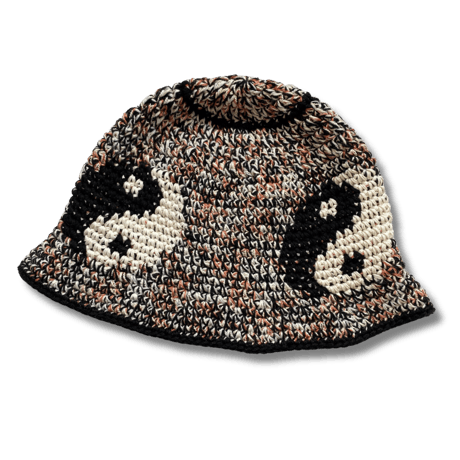 YIN-YANG DESIGN COTTON CROCHET BUCKET HAT