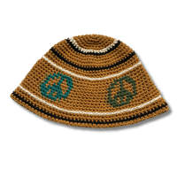 PEACE SYMBOL DESIGN COTTON CROCHET BUCKET HAT