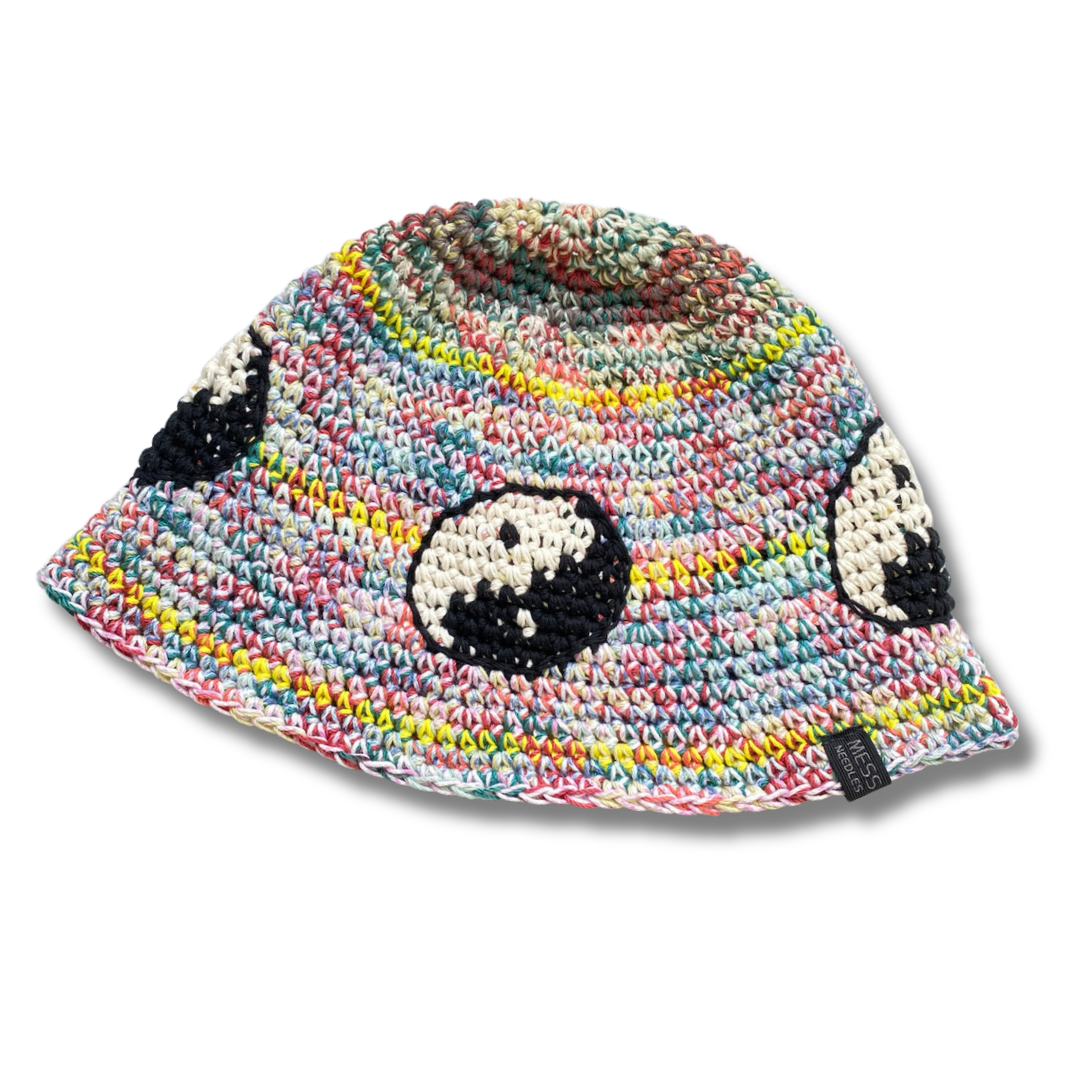 YIN-YANG DESIGN COTTON CROCHET BUCKET HAT | MES