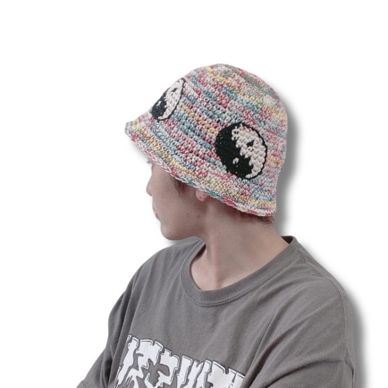 YIN-YANG DESIGN COTTON CROCHET BUCKET HAT | MES