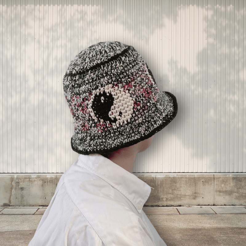 YIN-YANG DESIGN COTTON CROCHET BUCKET HAT | MES