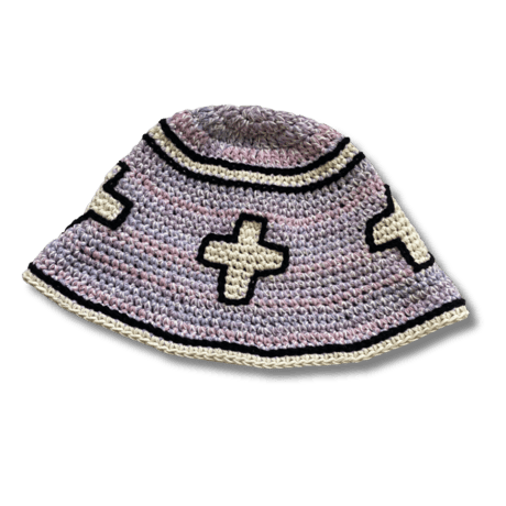 YUMEKAWA COLOR CROSS MOTIF COTTON BUCKET HAT