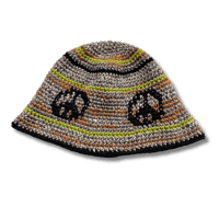 PEACE SYMBOL DESIGN COTTON CROCHET BUCKET HAT