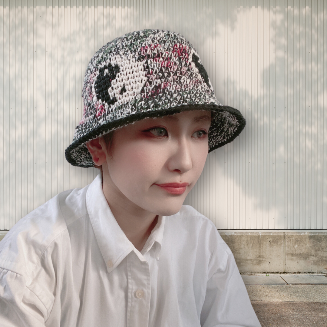 YIN-YANG DESIGN COTTON CROCHET BUCKET HAT | MES