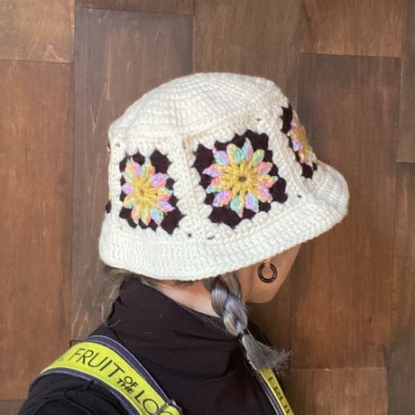 GRANNY SQUARE CROCHET HAT BUCKET グラニースクエア クロシェ バケットハット