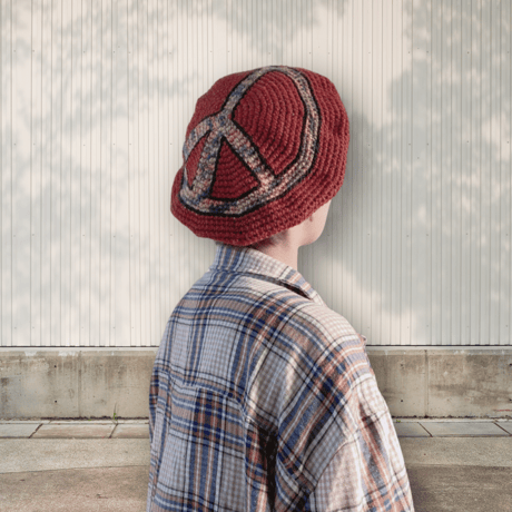 PEACE SYMBOL WOOL BLEND BERET