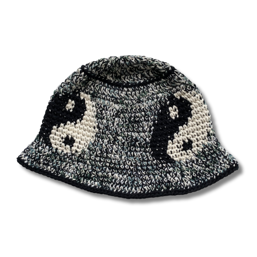YIN-YANG DESIGN COTTON CROCHET BUCKET HAT | MES