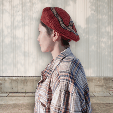 PEACE SYMBOL WOOL BLEND BERET