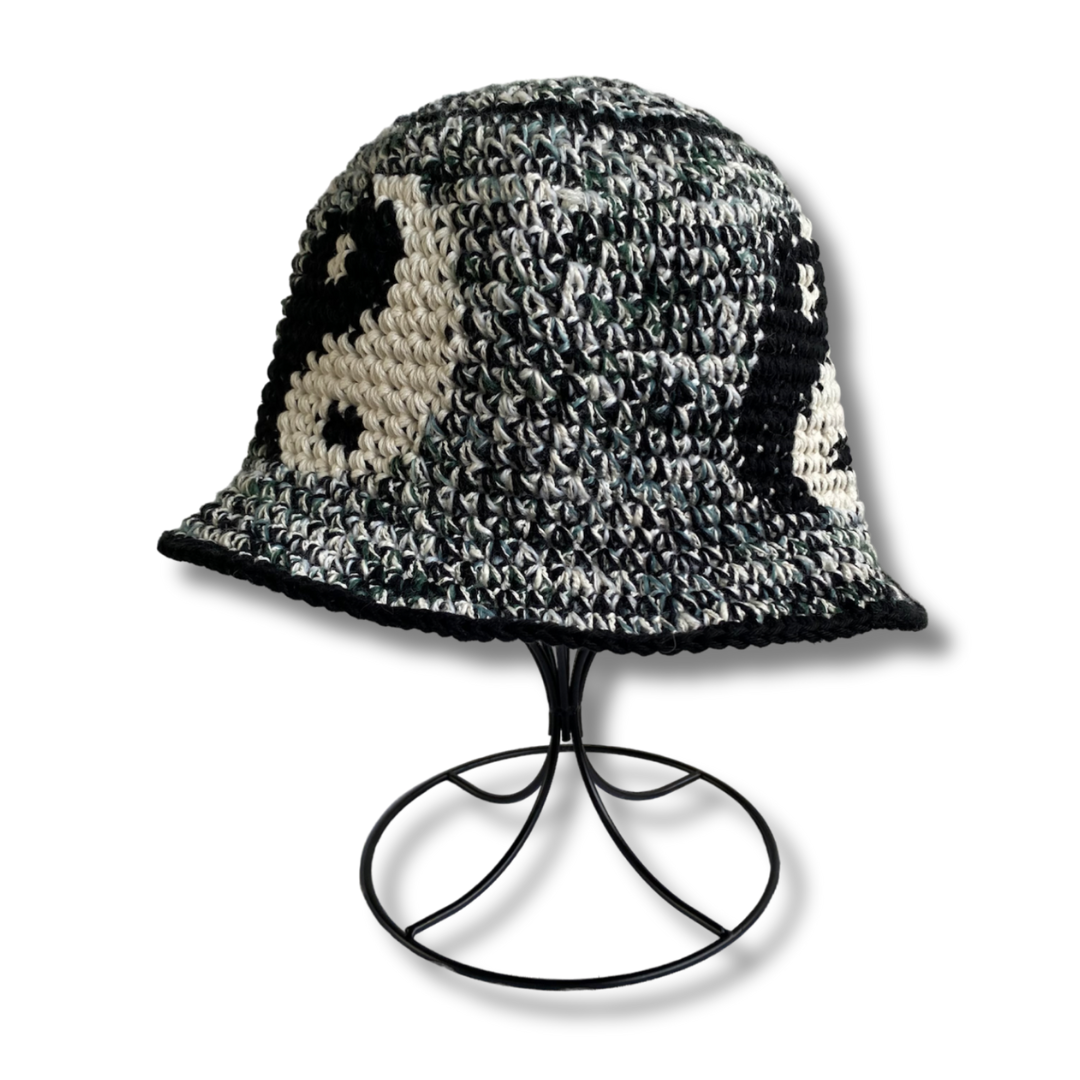 YIN-YANG DESIGN COTTON CROCHET BUCKET HAT | MES