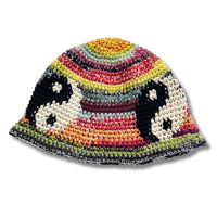 YIN-YANG DESIGN COTTON CROCHET BUCKET HAT 【MULTI-COLORED】