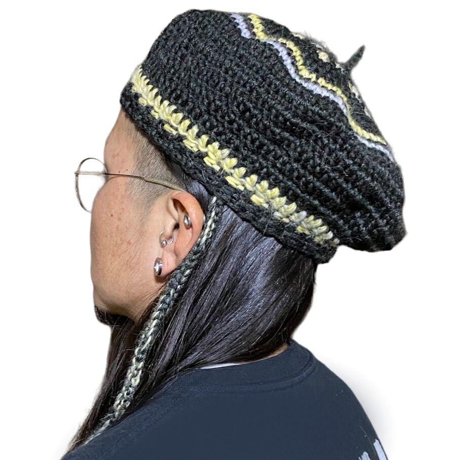 エビ編みコード付き ニット ベレー帽 | MESS NEEDLES