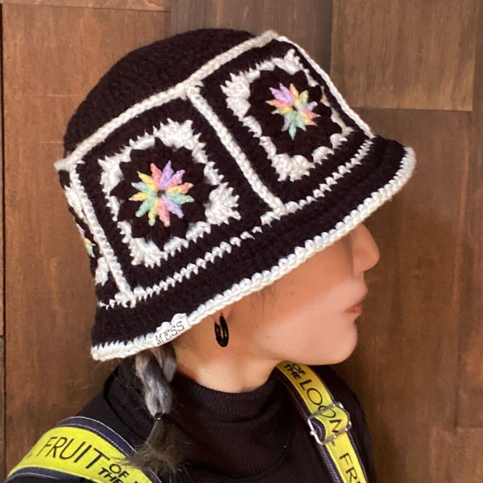 GRANNY SQUARE CROCHET HAT BUCKET 4 グラニースクエア クロシ