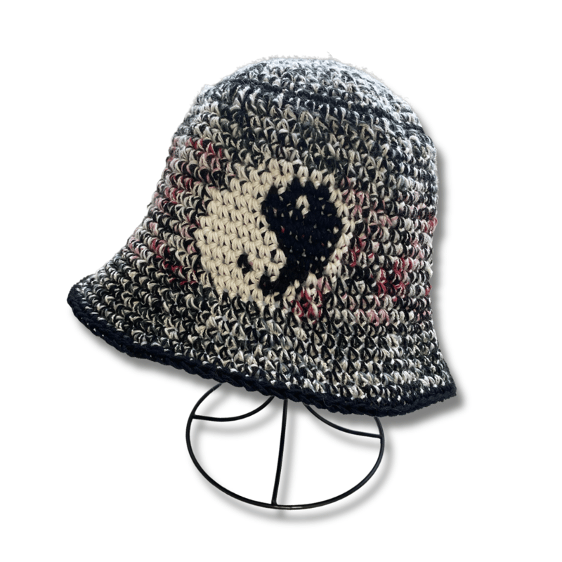 YIN-YANG DESIGN COTTON CROCHET BUCKET HAT | MES