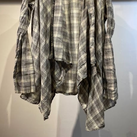 Grunge design check irregular hem shirts jacket