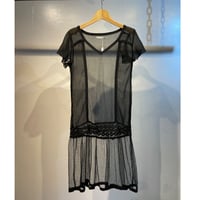 Euro black dot design see-through one-piece