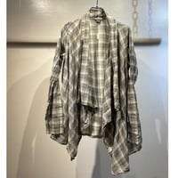 Grunge design check irregular hem shirts jacket