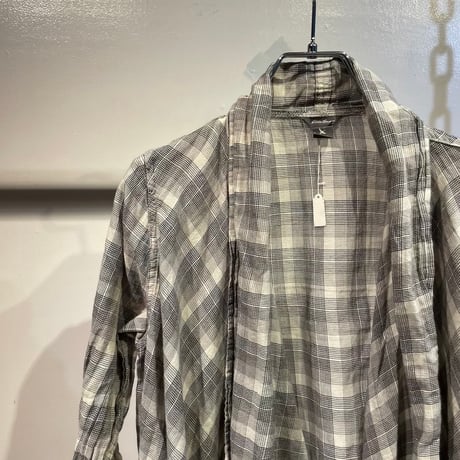 Grunge design check irregular hem shirts jacket