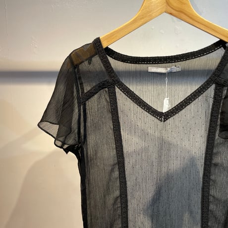 Euro black dot design see-through one-piece