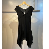 Euro black design irregular hem one-piece