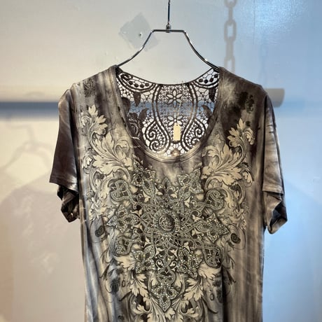 VOCAL Grunge lace and spangle design mini one piece