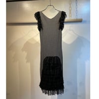 Check and lace design one-piece